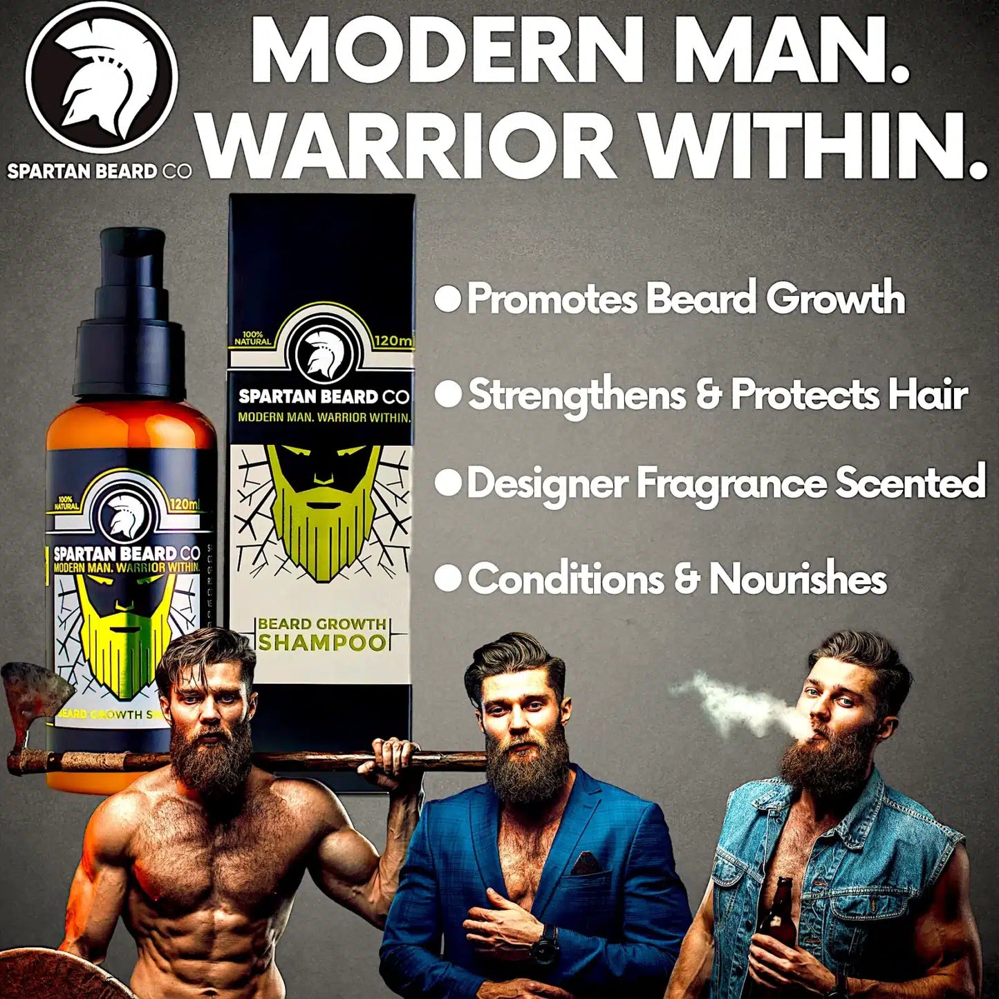 Beard Growth Shampoo, Premium Organic 120ml – 𝗦𝗣𝗔𝗥𝗧𝗔𝗡 𝗕𝗘𝗔𝗥𝗗 𝗖𝗢™